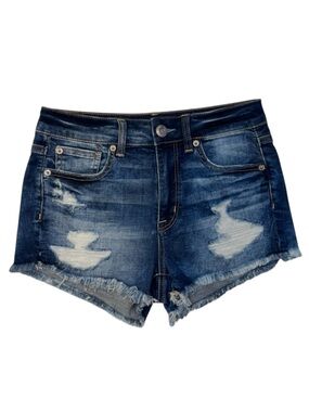 American Eagle Hi rise shortie cutoff denim jean shorts Super Stretch X Size 2